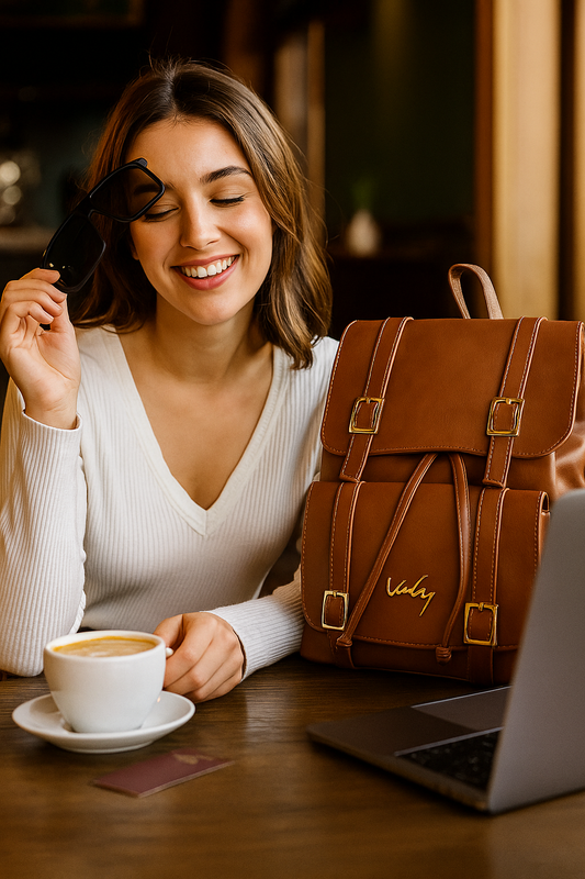 MORRAL CUERO PREMIUM VÉLEZ + Gafas importadas de REGALO
