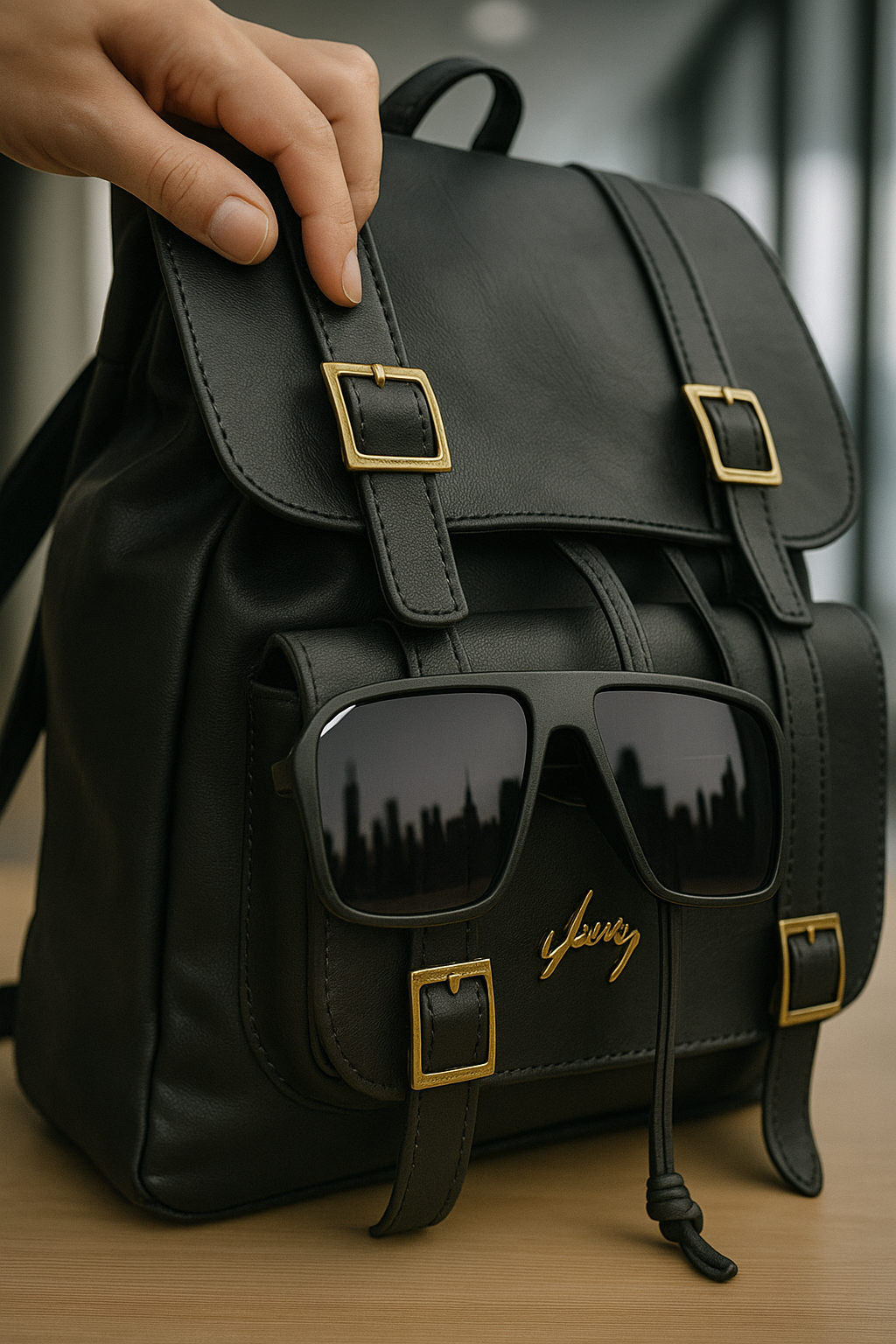 MORRAL CUERO PREMIUM VÉLEZ + Gafas importadas de REGALO