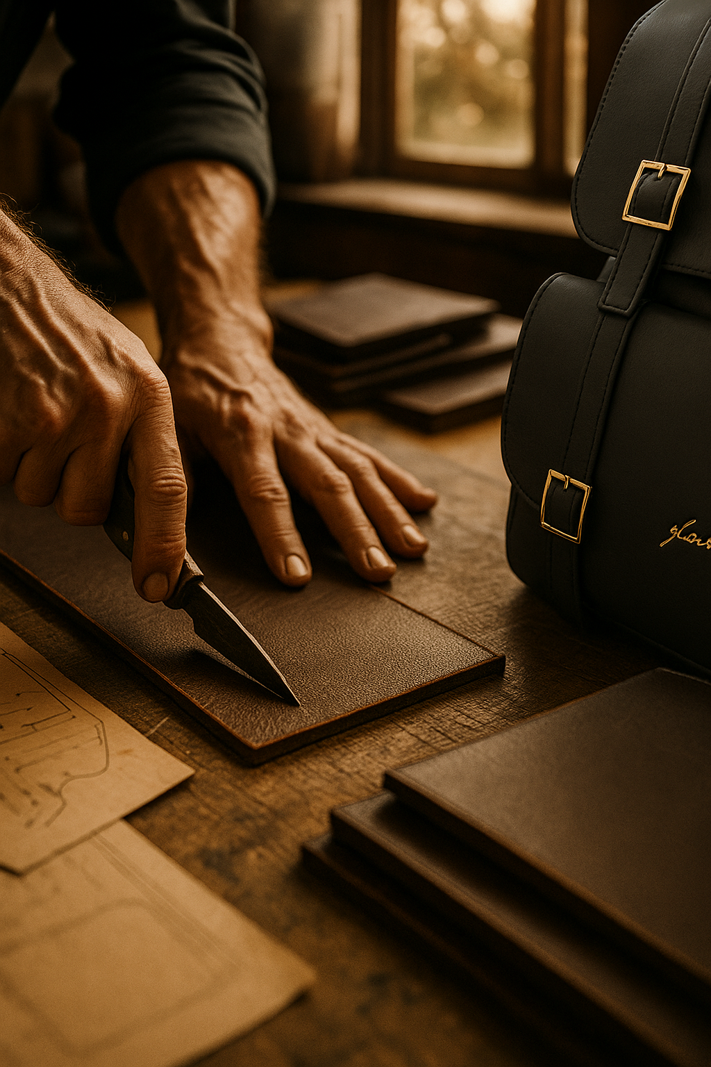 MORRAL CUERO PREMIUM VÉLEZ + Gafas importadas de REGALO