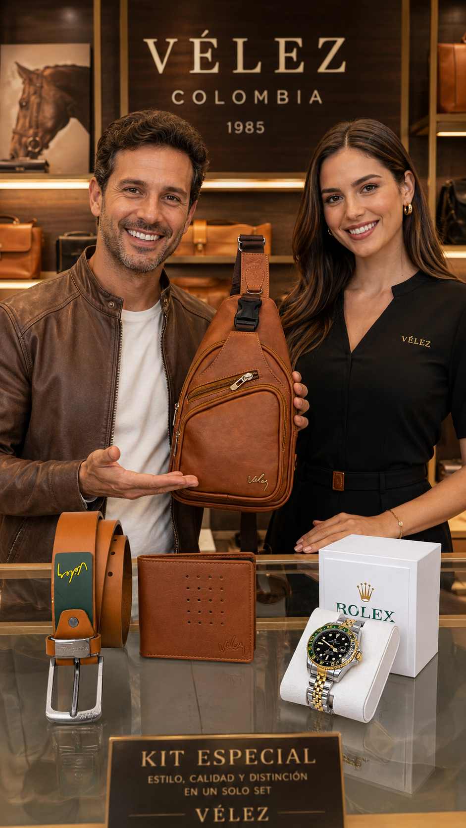 🔥Durabilidad 10 años - KIT LUXURY VÉLEZ CUERO PREMIUM + Regalo RELOJ