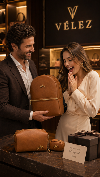 🔥Durabilidad 10 años - MORRAL CUERO VÉLEZ + Regalo COSMETIQUERA y MONEDERO