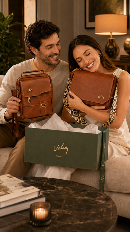 💞 Set Él y Ella Vélez – BOLSOS EXCLUSIVOS VELEZ CUERO PREMIUM